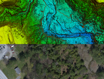 LiDAR scan of gully in dense forrest