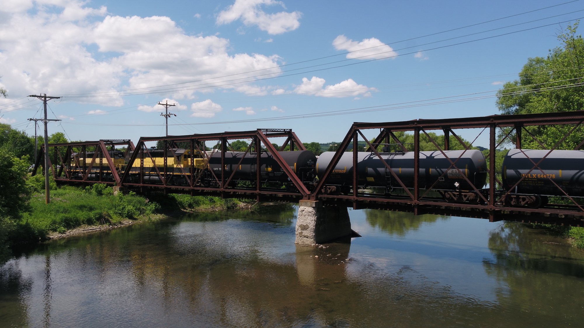 Railroad bridge inspection with train on bridge ARE UAS Services