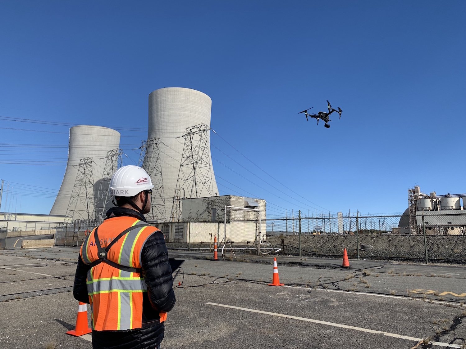 ARE Drone Professionals flying DJI Inspire 2 for smokestack inspection
