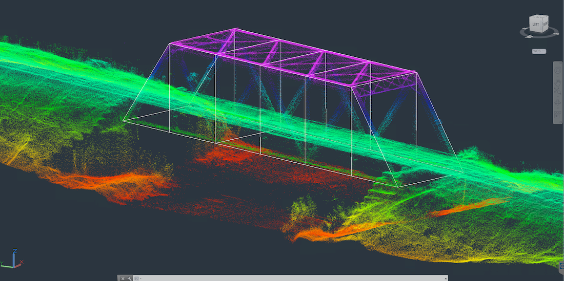 Aerial LiDAR scan of rail road bridge by AirShark UAS Services