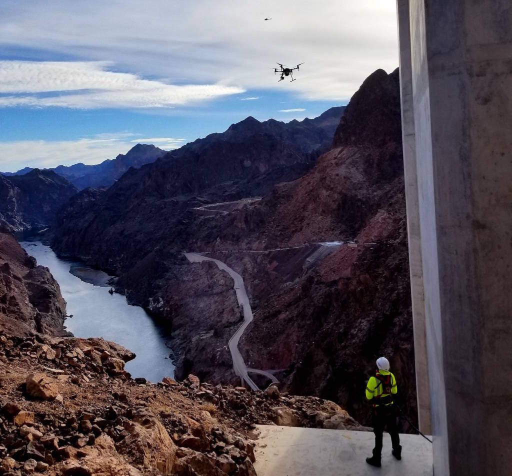 ARE Drone Professionals doing bridge inspection of Hoover Dam Bypass Bridge